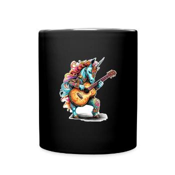 Unicorn playing guitar - Full Colour Mug - black - Front