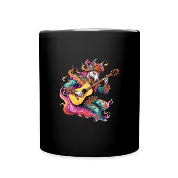 Unicorn playing guitar - Full Colour Mug - black - Front