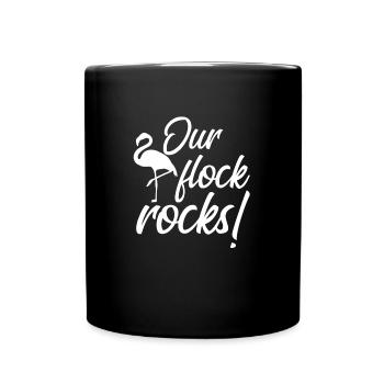 Unsere Flock -Felsen rosa Flamingo unsere Flock -F - Tasse einfarbig - Schwarz - Vorne