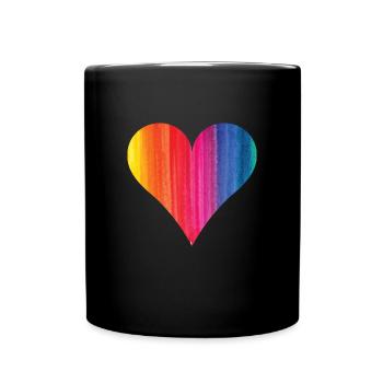 Rainbow Heart LGBTQ Gay Gay Gay - Full Colour Mug - black - Front