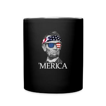 Merica Abe Lincoln Patriotisch 4. Juli Lincoln - Tasse einfarbig - Schwarz - Vorne