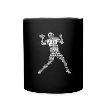 Quarterback Word Cloud Football Sport Fan Fu�ball - Tasse einfarbig - Schwarz - Vorne