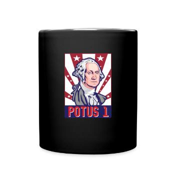 POTUS 1 4. Juli Erster Pr�sident Washington - Tasse einfarbig - Schwarz - Vorne