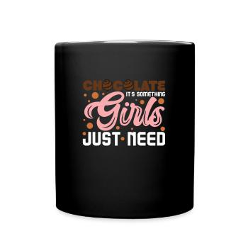Schokolade Mädchen Girl - Tasse einfarbig - Schwarz - Vorne