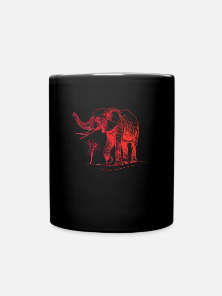 Elephant Kids Red Elephant - Full Colour Mug - black