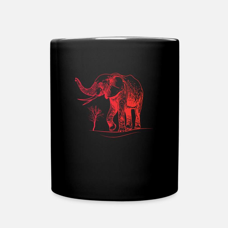 Elephant Kids Red Elephant - Full Colour Mug - black