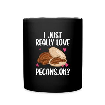 Pecannüsse Nüsse Geschenk - Tasse einfarbig - Schwarz - Vorne