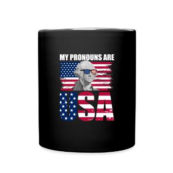 Meine Pronomen sind USA George Washington 4. JuliG - Tasse einfarbig - Schwarz - Vorne