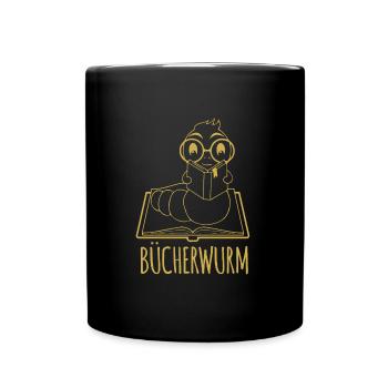 Leseratte Silhouette - Für Bücherwürmer und - Tasse einfarbig - Schwarz - Vorne