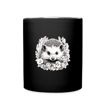 Süßer Vintage Igel - Tasse einfarbig - Schwarz - Vorne