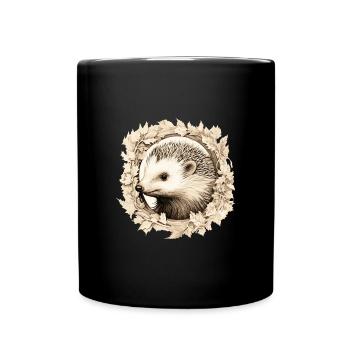 Süßer Vintage Igel - Tasse einfarbig - Schwarz - Vorne