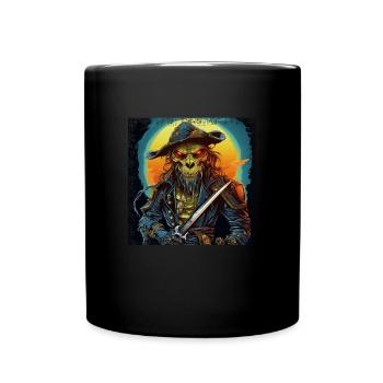 Undead Alien Pirate Captain Grunge - Full Colour Mug - black - Front