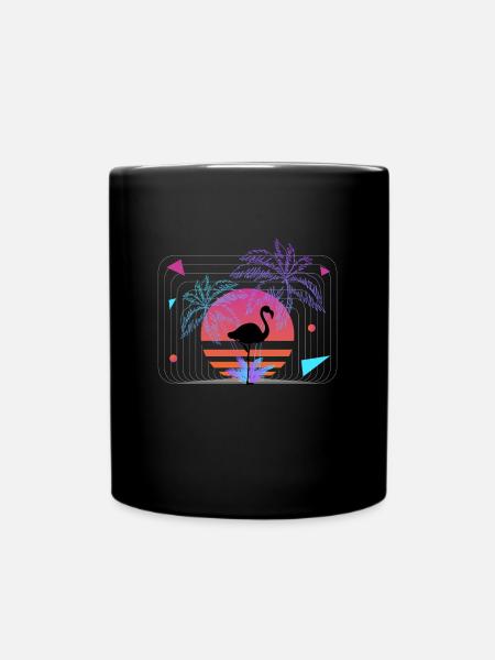 Flamingo Retrowave Synthétiseur Rétro - Mug uni - noir