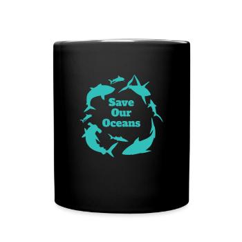 Sauvons nos océans Requin Poisson - Mug uni - noir - Devant