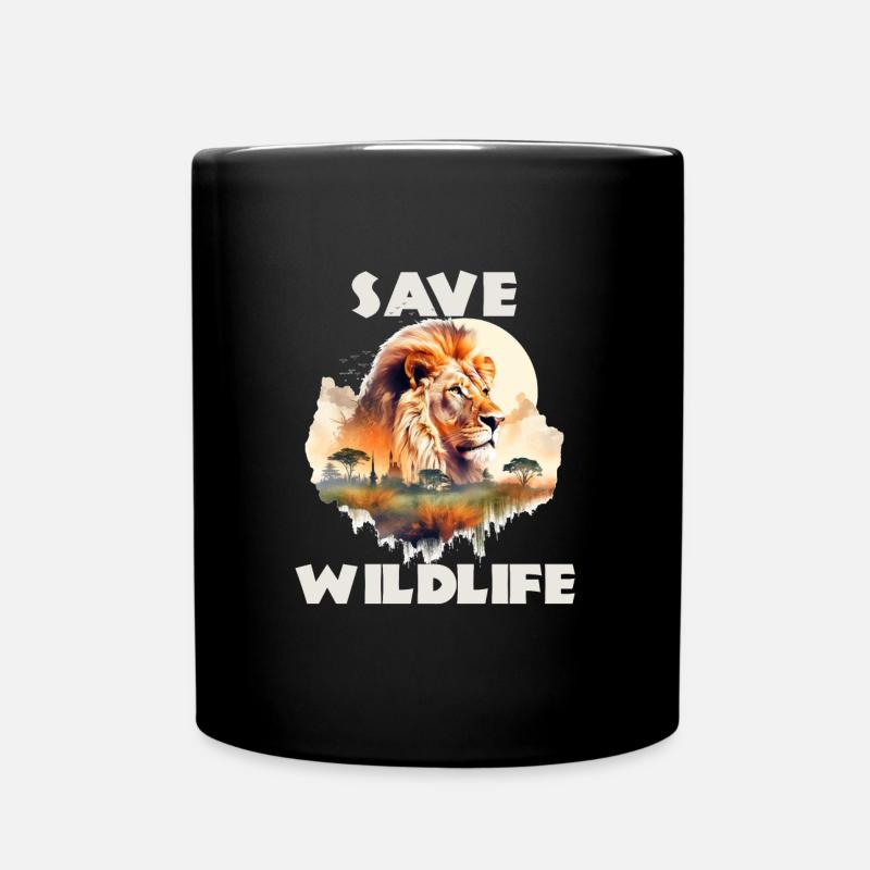 Save wildlife lion Löwenkopf Motiv - Tasse einfarbig - Schwarz
