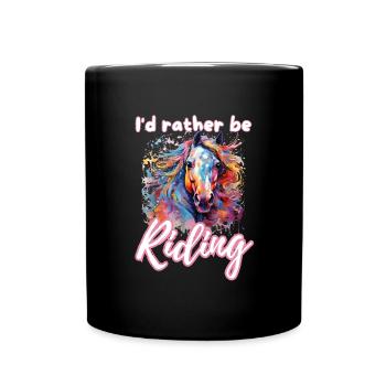 Je préfère monter à cheval fille splash art - Mug uni - noir - Devant