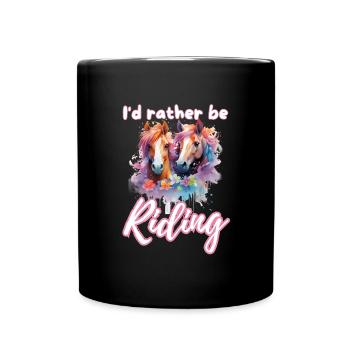 Je préfère monter à cheval fille splash art - Mug uni - noir - Devant