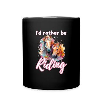 Je préfère monter à cheval fille splash art - Mug uni - noir - Devant