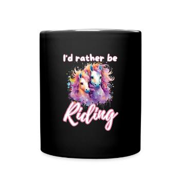 Je préfère monter à cheval fille splash art - Mug uni - noir - Devant