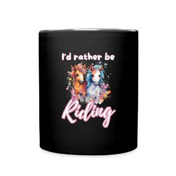 Je préfère monter à cheval fille splash art - Mug uni - noir - Devant