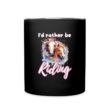Je préfère monter à cheval fille splash art - Mug uni - noir - Devant