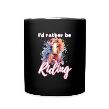 Je préfère monter à cheval fille splash art - Mug uni - noir - Devant