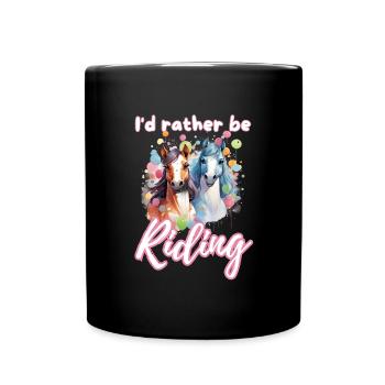 Je préfère monter à cheval fille splash art - Mug uni - noir - Devant