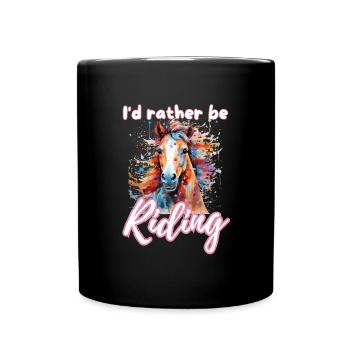 Je préfère monter à cheval fille splash art - Mug uni - noir - Devant