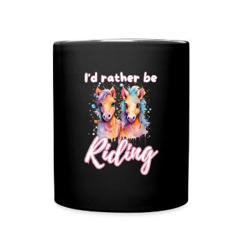 Je préfère monter à cheval fille splash art - Mug uni - noir - Devant