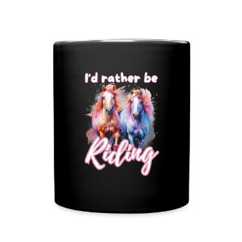Je préfère monter à cheval fille splash art - Mug uni - noir - Devant