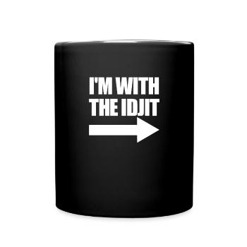 I'm with the Idjit Arrow Right Idiot Matching I - Full Colour Mug - black - Front