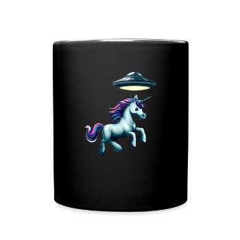 Un OVNI kidnappe une licorne - Mug uni - noir - Devant