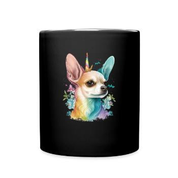 Chihuahua | Colourful Rainbow LGBTQ Unicorn - Full Colour Mug - black - Front