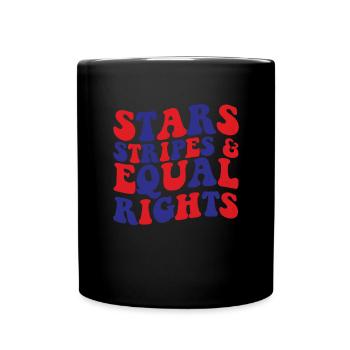 Sterne Stripes und gleiche Rechte Frauen am 4. Jul - Tasse einfarbig - Schwarz - Vorne