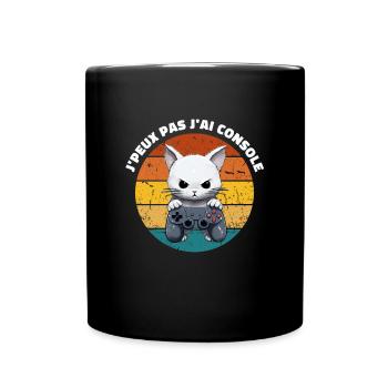 J'peux pas je geek humour jeux vidéo gamer chat - Mug uni - noir - Devant