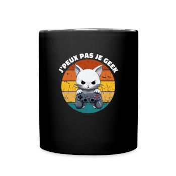 J'peux pas je geek humour console chat jeux vidéo - Mug uni - noir - Devant