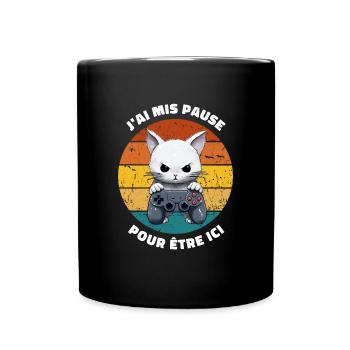 J'ai mis pause pour être ici joueur humour - Mug uni - noir - Devant