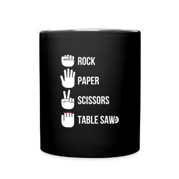 Ciseaux en papier de roche Scie à table Charpentier - Mug uni - noir - Devant