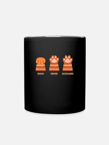 Rock Paper Scissors Katze Kätzchen - Tasse einfarbig - Schwarz