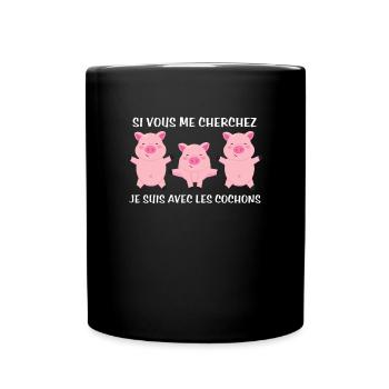 Cadeau agriculteur éleveur de cochons - Mug uni - noir - Devant