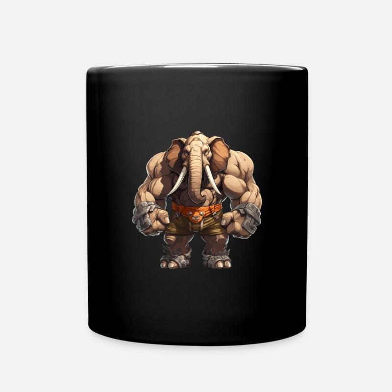 Bodybuilder Elefant - Tasse einfarbig - Schwarz