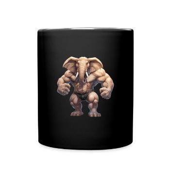 Bodybuilder Elephant - Full Colour Mug - black - Front