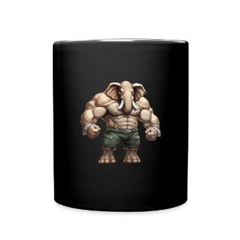 Bodybuilder Elephant - Full Colour Mug - black - Front