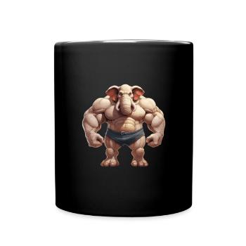 Bodybuilder Elephant - Full Colour Mug - black - Front