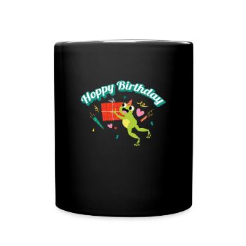 Hoppy Birthday Frog Frogs Kids - Full Colour Mug - black - Front