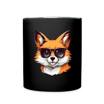 Cool Red Fox: Sunglasses Style - Full Colour Mug - black - Front