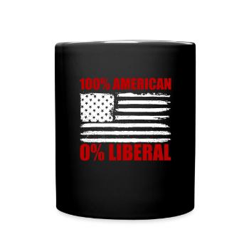 100% American 0% Liberal USA Flagge 0% Liberaler - Tasse einfarbig - Schwarz - Vorne