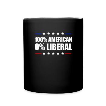 100% American 0% Liberal USA Flagge 0% Liberaler - Tasse einfarbig - Schwarz - Vorne