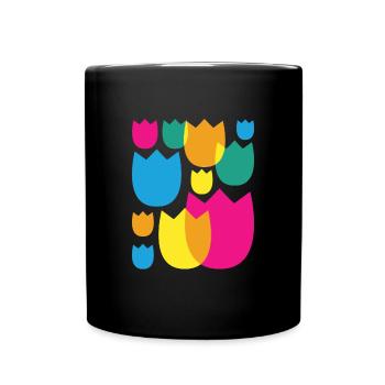 Tulips Retro Florist Flowers Tulip - Full Colour Mug - black - Front
