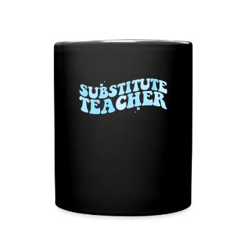 Ersatzlehrer zur�ck zum Schulsublehrer - Tasse einfarbig - Schwarz - Vorne